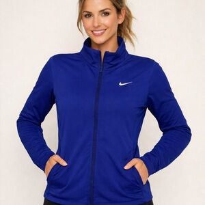 Nike Dri Fit full zip running track jacket small blue